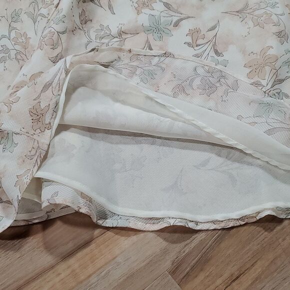 🔹️Ann Taylor Cream & Tan Floral Print Lightweight Skirt Size 4 - Picture 7 of 9